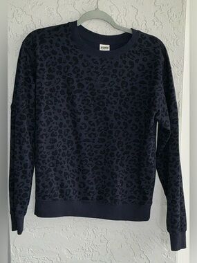 PINK Victoria's Secret Blue and Black Leopard Crewneck Sweater